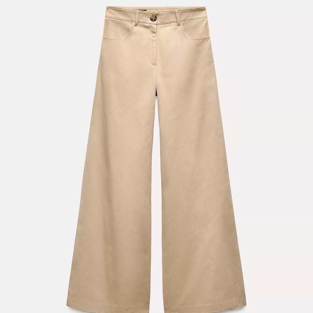 Zara Wide Leg Pants Beige